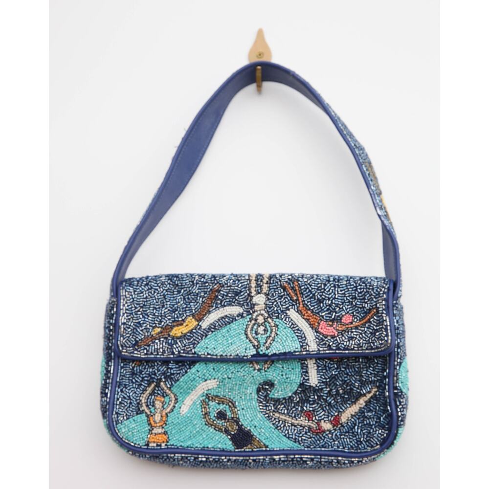 Staud Blue Tommy Beaded Handbag - Picture 3 of 10